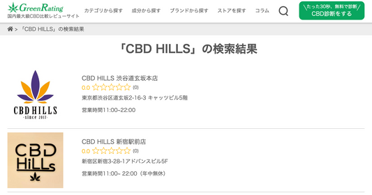 CBD HILLSが国内最大級のCBD比較レビューサイト「Green Rating」で紹介されました。